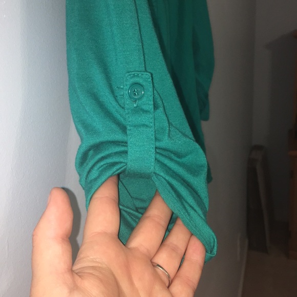 Blue-green colored, 3 quarter length sleeve shirt - Picture 4 of 6